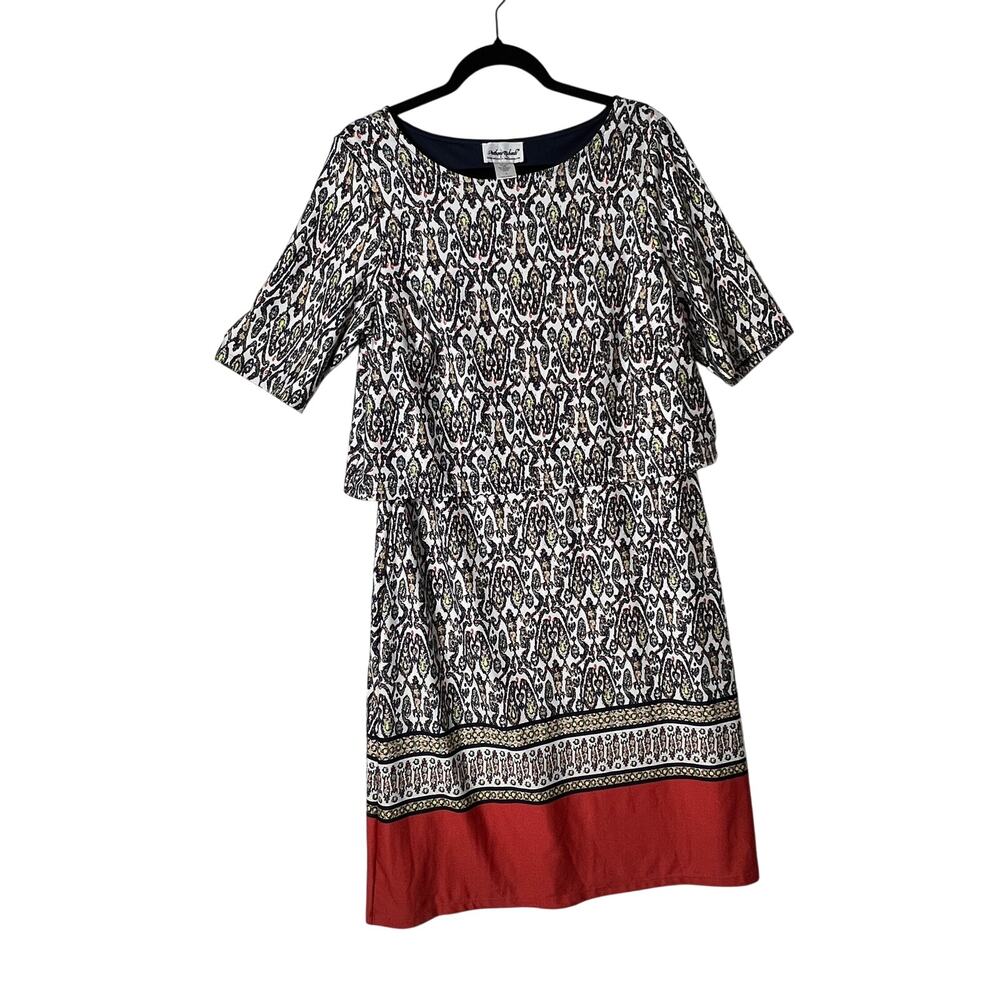 ANTHONY RICHARDS Womens 16 Paisley Shift Dress Three Quarter Sleeve Stretch Knit